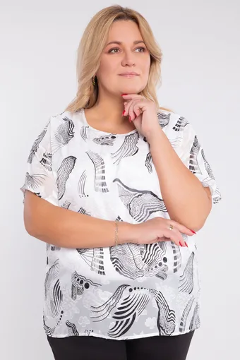 Balta palaidinė su juodu raštu