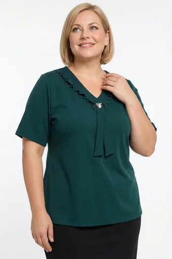 Žalia palaidinė su raukiniais