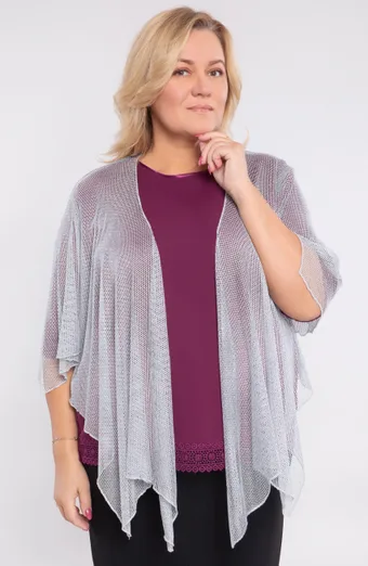 Pilkas ir sidabrinis tinklelio bolero