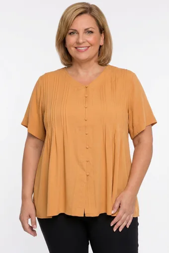 Geltona palaidinė su sagomis