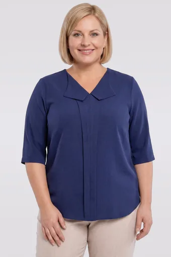Lininė laisva palaidinė tamsiai mėlynos spalvos