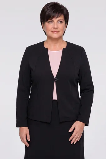 Juodas lininis švarkas su kišenėmis