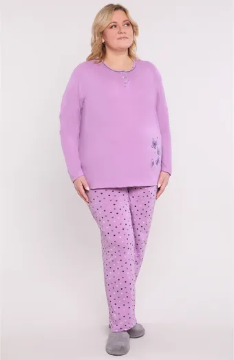 Violetinė pižama su sūkuriais apskritimais