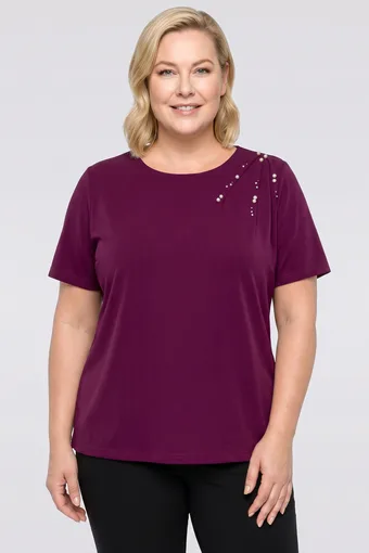 Violetinė palaidinė su perlais ir cirkoniais