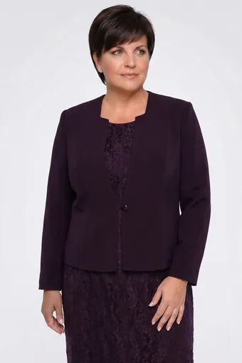 Tamsiai violetinė švarkas su saga