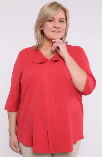 Lininė laisva palaidinė, intensyviai raudona