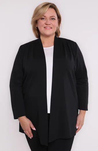 Juodas kardiganas su kišenėmis