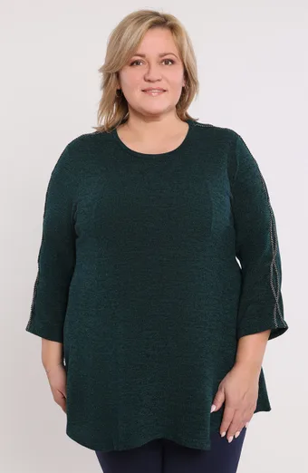 Žalia šilta palaidinė su sidabriniu raštu