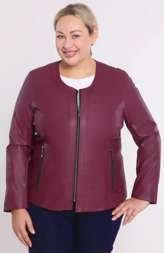 Burgundiškos spalvos eko odos striukė