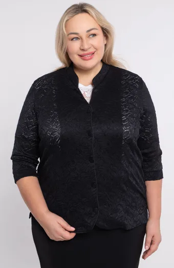 Juoda šviesi nėriniuota striukė