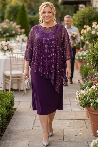 Asimetrinė violetinė suknelė su blizgučiais