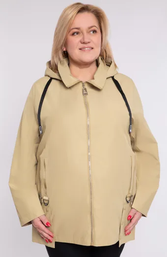 Geltona striukė su blizgiu užtrauktuku