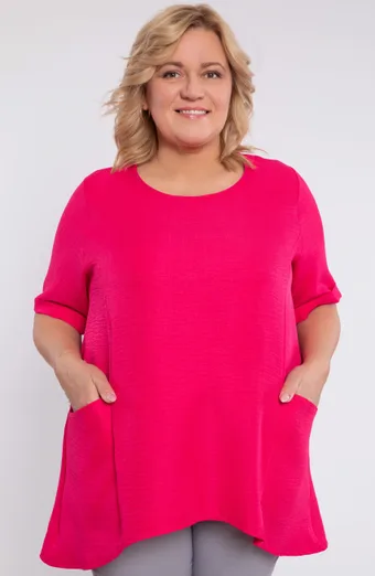 Rožinė tunika su kišenėmis