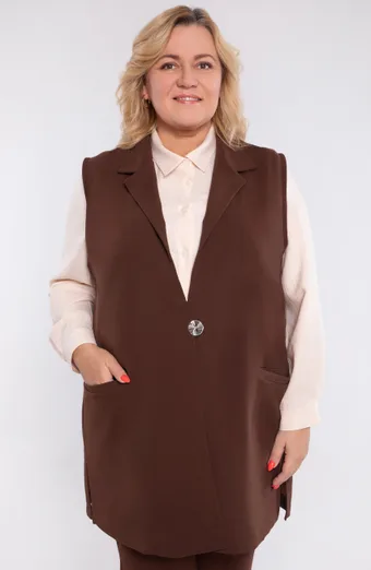Ruda liemenė su kišenėmis