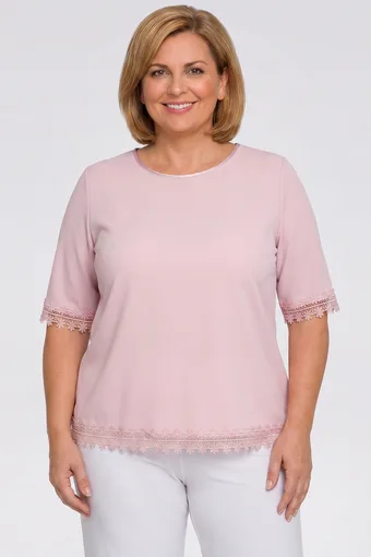 Šviesiai rožinė palaidinė su nėriniais