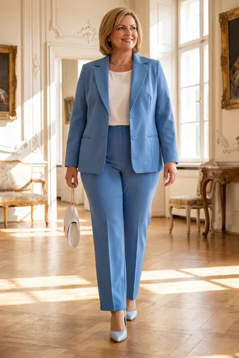 Elegantiškas mėlynas kostiumas