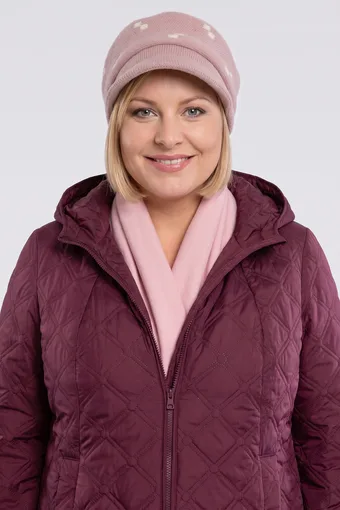 Šviesiai rožinė raštuota skrybėlė