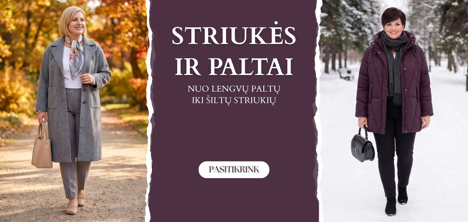 Moteriškos dideli dydžiai striukės ir paltai